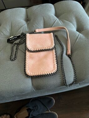 Moda Blush Pink Whipstitch Crossbody with Gunmetal Chain